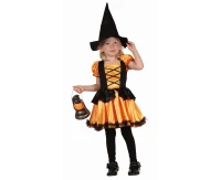 Role play-set for child Orange Witch (dress, hat), size 92/104 cm